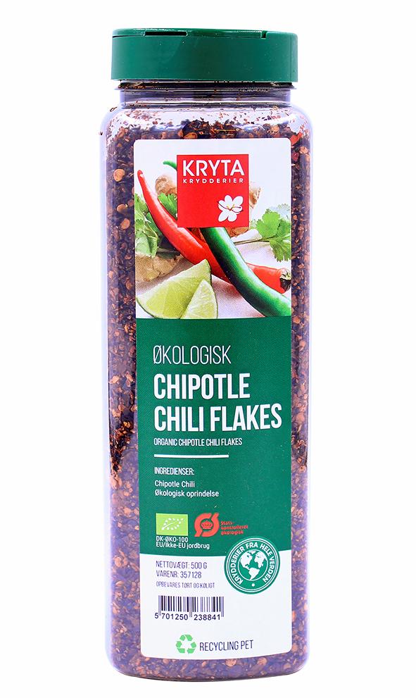Ekologisk Chili Chipotle flakes 500gr. burk
