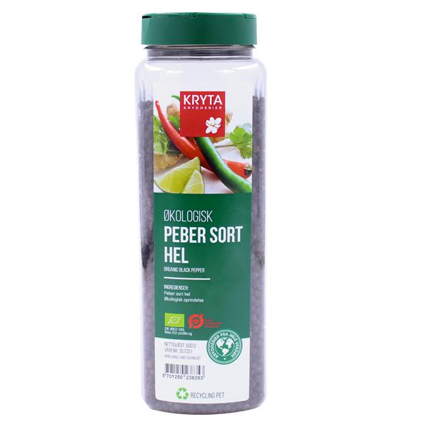 Ekologisk Svartpeppar hel 500gr. burk